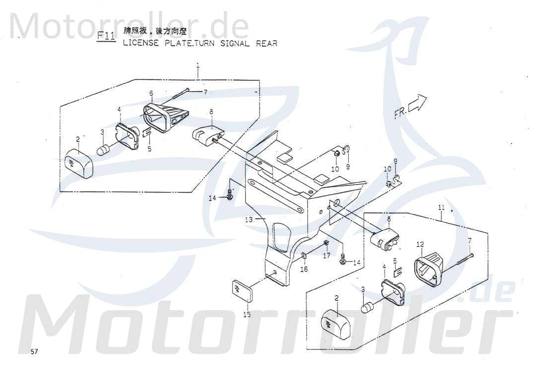 PGO Blinkeraufnahme links rechts Big Max 50 50ccm 2Takt Motorroller.de 50ccm-2Takt Scooter Big Max Sport Ersatzteil Service Inpektion Direktimport