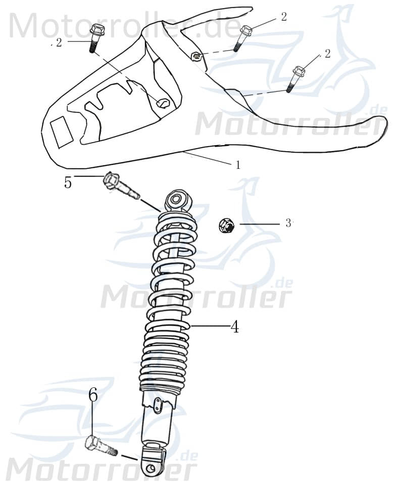 Jonway Florett 50 RS DD Federbein Dämpfer 50ccm 2Takt 706601 Motorroller.de Feder-Bein Gabel-Bein Stoß-Dämpfer 50ccm-2Takt Scooter Kreidler Ersatzteil