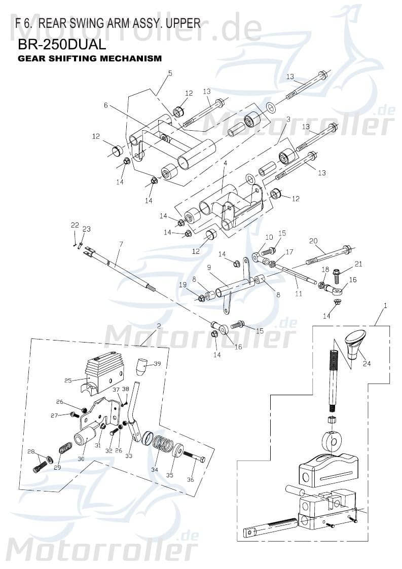 PGO Dreharm Schaltung Bugrider 250 Drehhebel Buggy B77011300000 Motorroller.de Steuerkettenspanner Ersatzteil Service Inpektion Direktimport