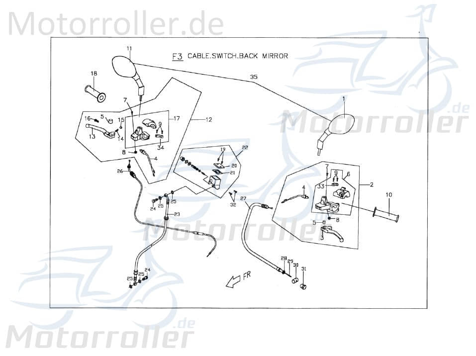 PGO Bremsschlauch vorn T-Rex 50 Bremsleitung 50ccm 2Takt Motorroller.de Hydraulikschlauch Hydraulik-Schlauch Hochdruckleitung Hydraulikleitung Scooter