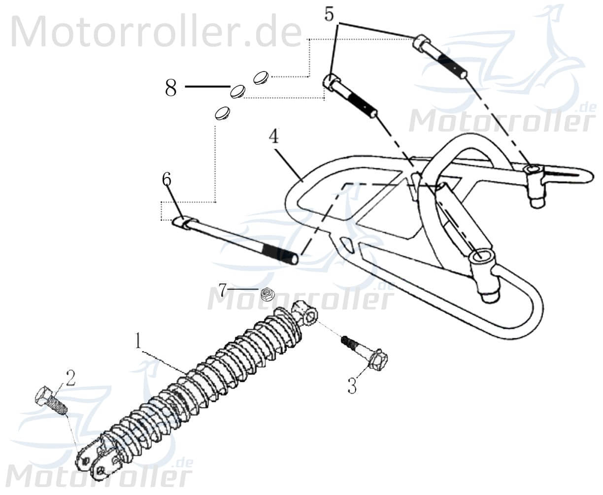 Bundschraube M8x1.25x32mm verzinkt AGM Roller 50ccm 4Takt Motorroller.de Maschinenschraube Flanschschraube Flansch-Schraube Maschinen-Schraube Scooter