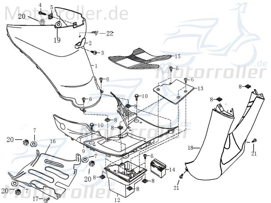 Blechmutter 6mm AGM GMX 450 Sport JSD50QT-13 50ccm 4Takt Motorroller.de Klemmmutter Federmutter Schnappmutter 125ccm-4Takt Scooter Fighter 125 Sport