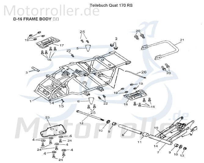 AEON Halter Cobra 180 RS Befestigung Halterung 180ccm 4Takt Motorroller.de Haltebügel Halteblech Halte-Blech Halte-Bügel 125ccm-4Takt Quad ATV UTV