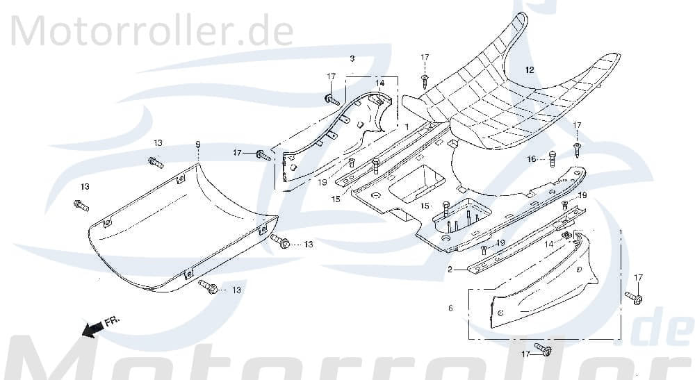 Daelim Otello 125 Trittbrettverkleidung 125ccm 4Takt 5061B-SA1-0000-IG Motorroller.de Fußbrettverkleidung unten Scooter Ersatzteil Service Inpektion