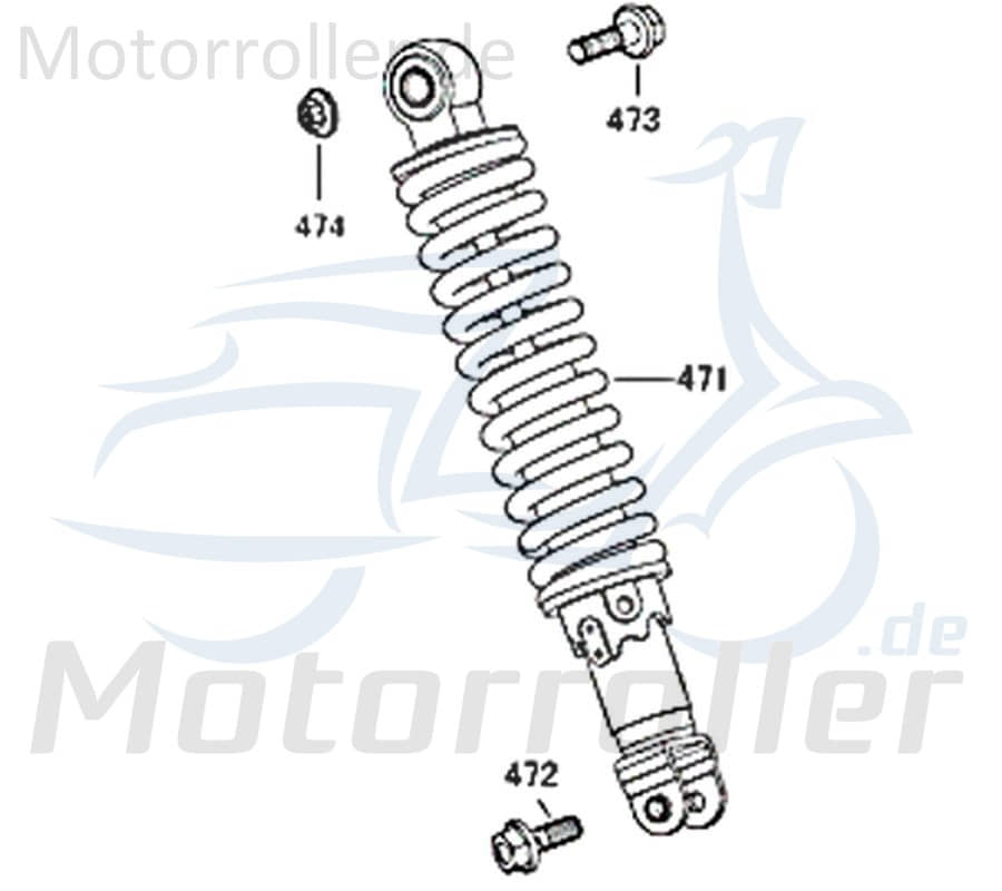 Kreidler Florett 2.0 50 City Federbein 50ccm 2Takt 52500-F22-9200 Motorroller.de hinten Dämpfer Feder-Bein Gabel-Bein Stoß-Dämpfer Minarelli liegend
