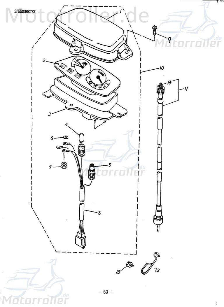 Tachowelle 890mm Tachoantrieb Tacho-Welle ABR-44830-107-000 Motorroller.de Tachometerwelle Tachoantriebswelle Tacho-Antrieb 139QMB Mokick Ersatzteil