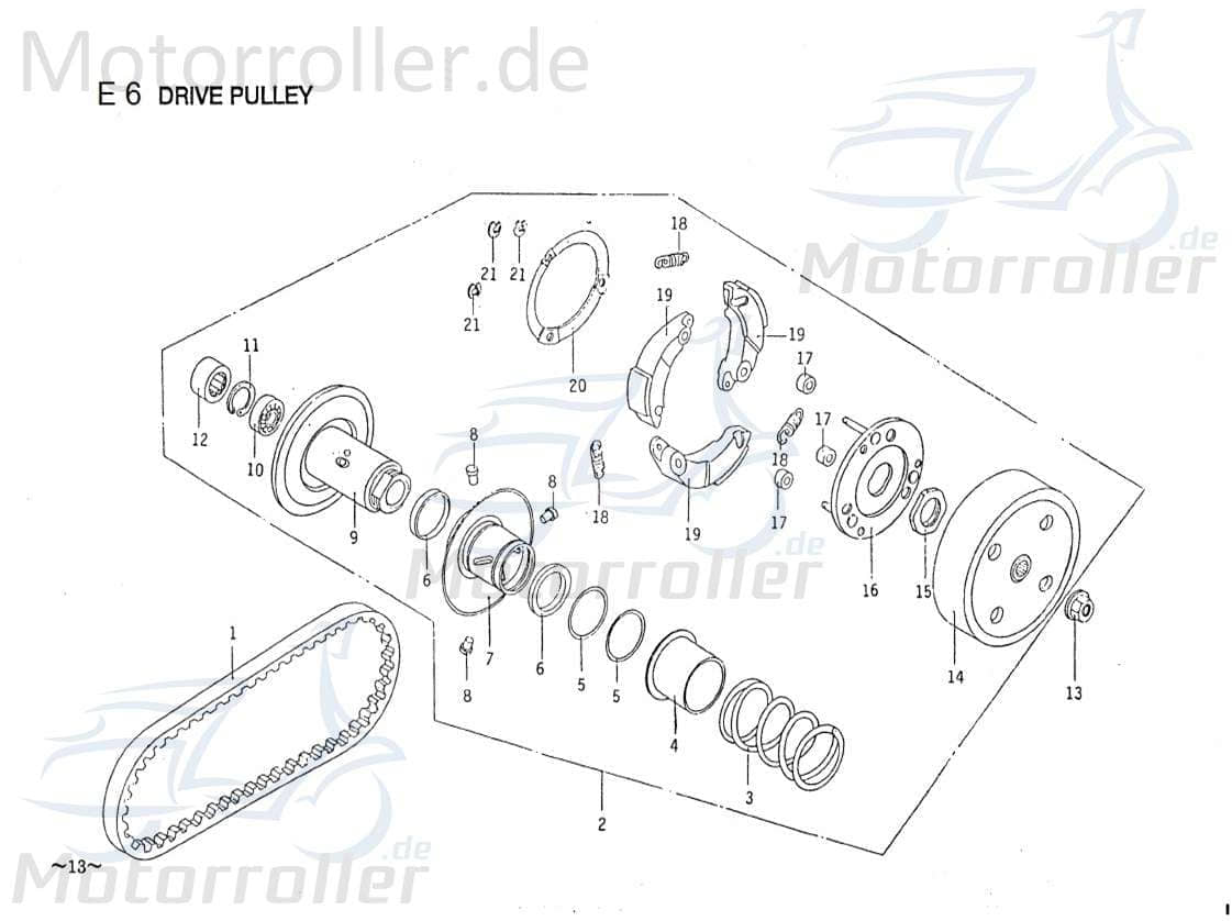 PGO Keilriemen CVT Galaxy 50 Antriebsriemen Treibriemen B4E11202303 Motorroller.de V-Belt Keil-Riemen Variomatik-Riemen Vario-Riemen Varioriemen