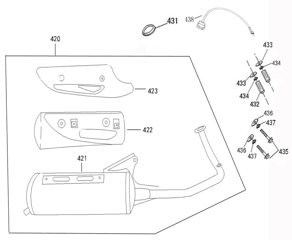 AGM GMX 460 Sport Auspuff Endtopf 50ccm 4Takt 1830A-KY-E800 Motorroller.de Endschalldämpfer Auspuffanlage Auspuff-Anlage Auspufftopf Auspuffendtopf