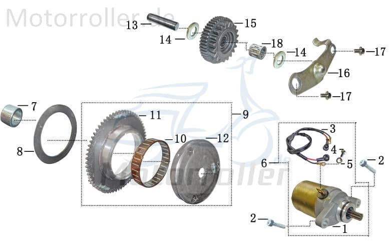 Anlasser kompl. 9Z mit Kabel 2T 50cc 1E40QMB 31130703-A