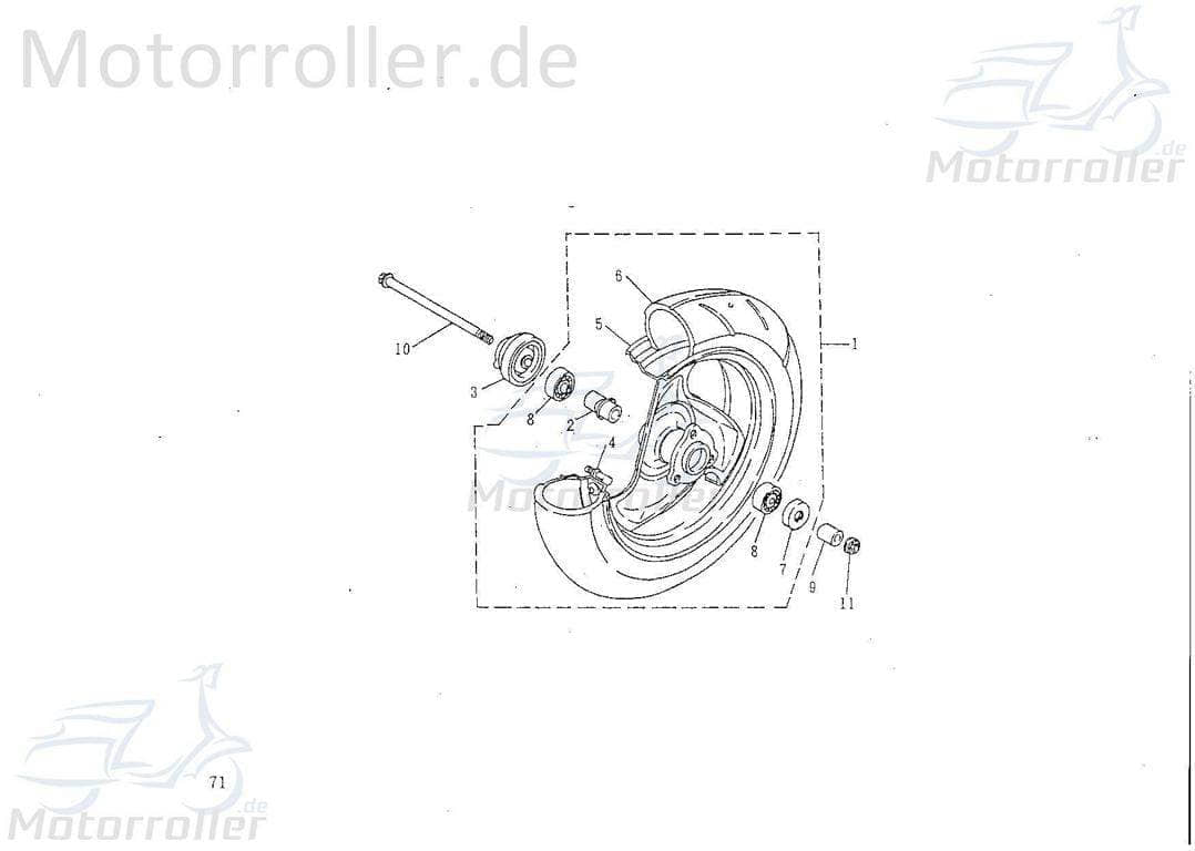 Steckachse vorne 79012 von Motorroller.de