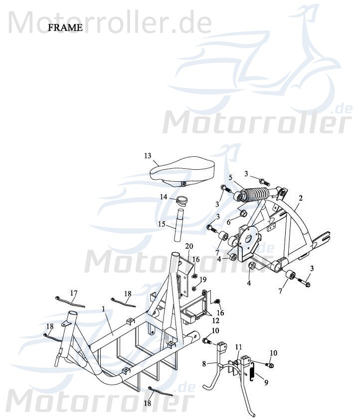 Adly Fun Cruiser FC 20 Rahmen 50ccm elektro 50100-165-00D Motorroller.de Gestell Metallrahmen Fahrgestell Rahmenteil Grundgerüst Fahrzeugrahmen