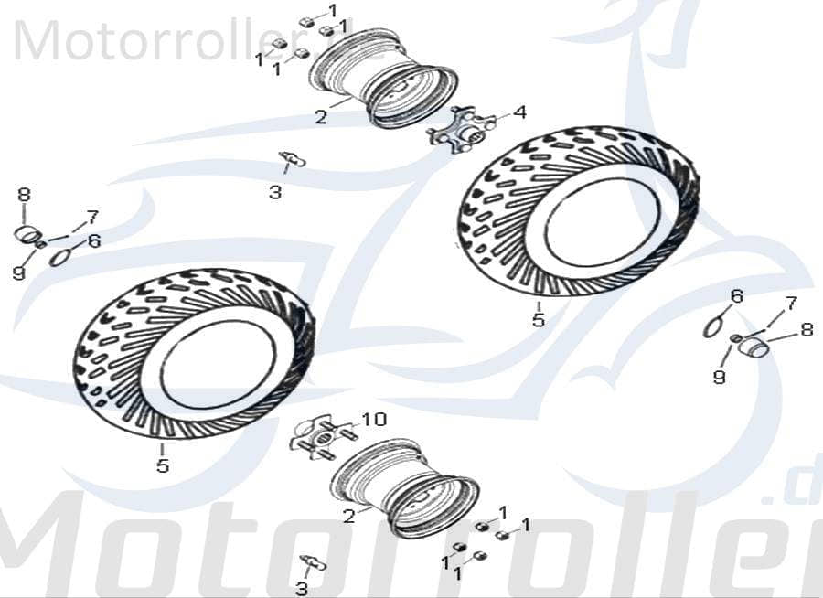 AEON Felge hinten 10-8Zoll Crossland 300 Quad 300ccm 4Takt Motorroller.de Hinterrad Hinterrad-Felge Hinterradfelge Hinter-Rad Heck-Rad 300ccm-4Takt