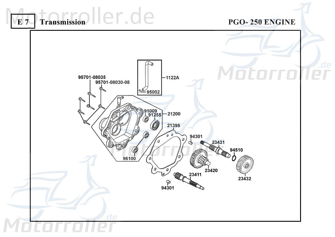 PGO Getriebeeingangswelle Bugrider 250 Buggy 15 250ccm 4Takt Motorroller.de Getriebeingangswelle Zähne PGO 250ccm-4Takt Ersatzteil Service Inpektion