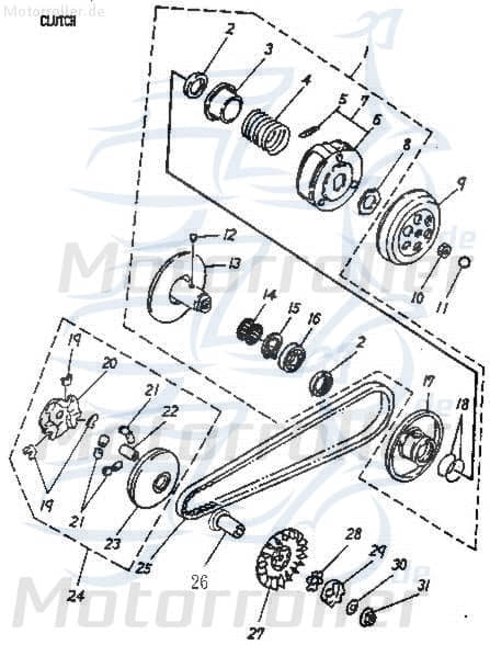 Adly Feder Wandlereinheit JET 50 Kupplungsfeder 50ccm 2Takt Motorroller.de Wandlereinheitfeder Minarelli liegend Scooter Ersatzteil Service Inpektion