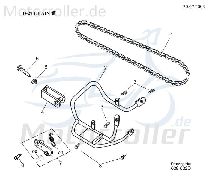 AEON Bundschraube Kettenspanner Overland 180 ATV 180ccm 4Takt Motorroller.de Maschinenschraube Flanschschraube Flansch-Schraube Maschinen-Schraube UTV