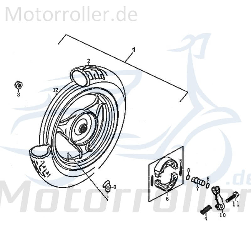 Kreidler Florett 125E Felge hinten 125ccm 4Takt FIG.C26-1 Motorroller.de schwarz Hinterrad Hinterrad-Felge Hinterradfelge Hinter-Rad Heck-Rad Motorrad