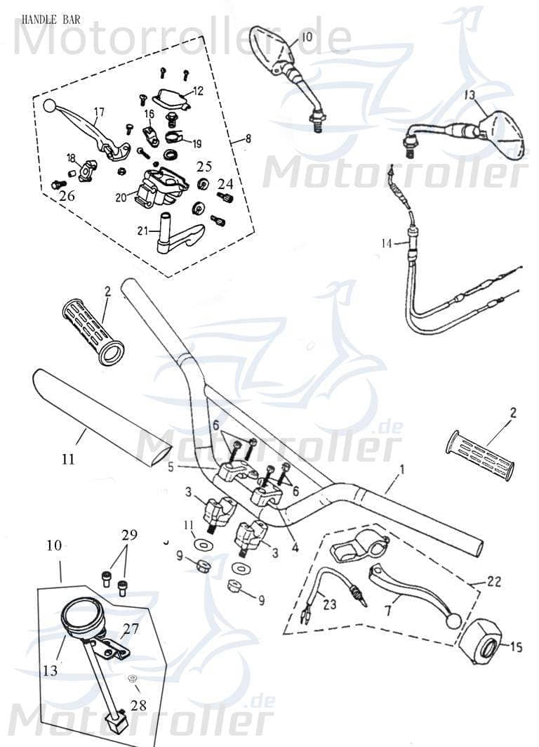 Adly ATV100 Griffgummi Links Quad 100ccm 2Takt 53166-145-000 Motorroller.de Handgriff Haltegriff Drehgriff Lenker-Griff Halte-Griff Griff-Gummi UTV