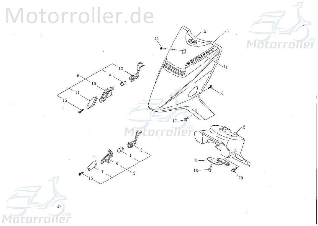 SMC Blinkerglas vorn links E-Marke links vorn Rex 50ccm 2Takt Motorroller.de orange vorne Blinkerabdeckung Blinkerkappe Blinker-Abdeckung 50ccm-2Takt