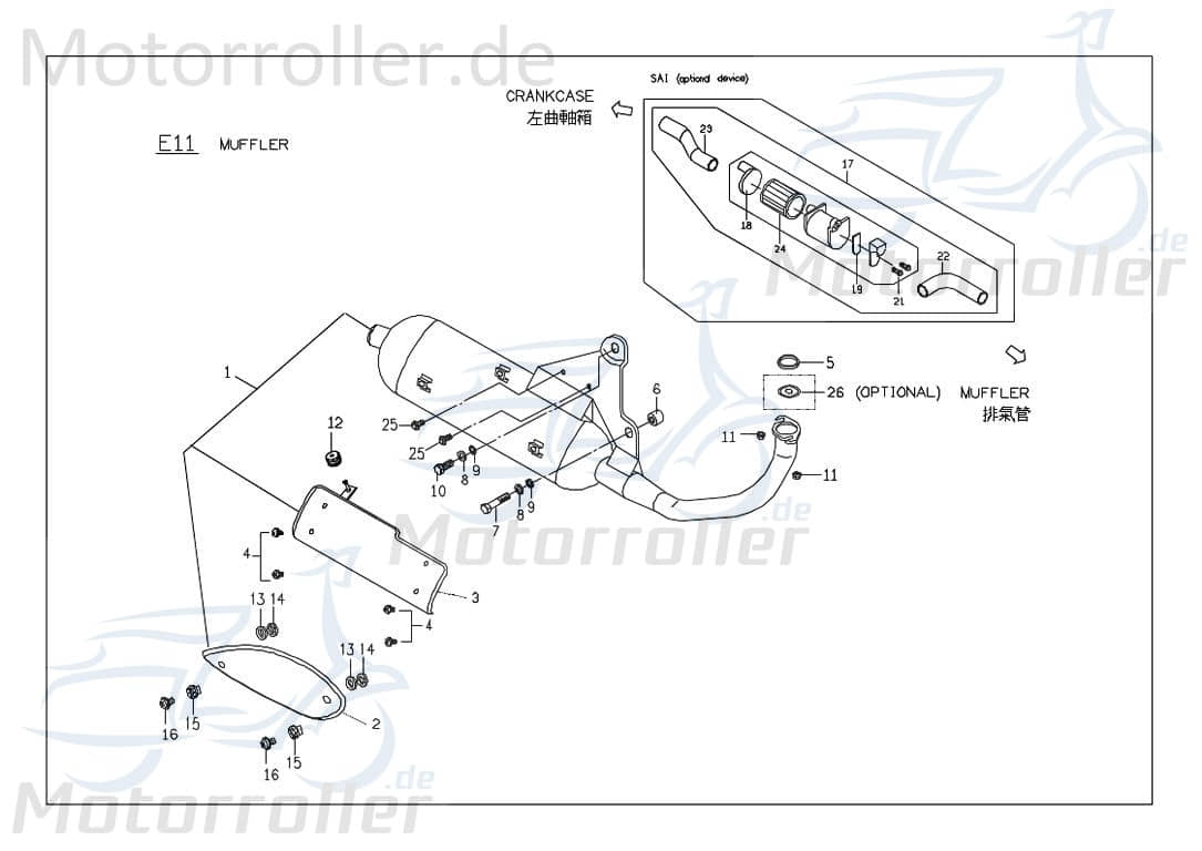 PGO Hitzeschutz Auspuff innen 50ccm 2Takt Ligero RS 50 P5281020000 Motorroller.de Hitzeblech Hitzeschild PGO  Rodoshow 50 Mokick Ersatzteil