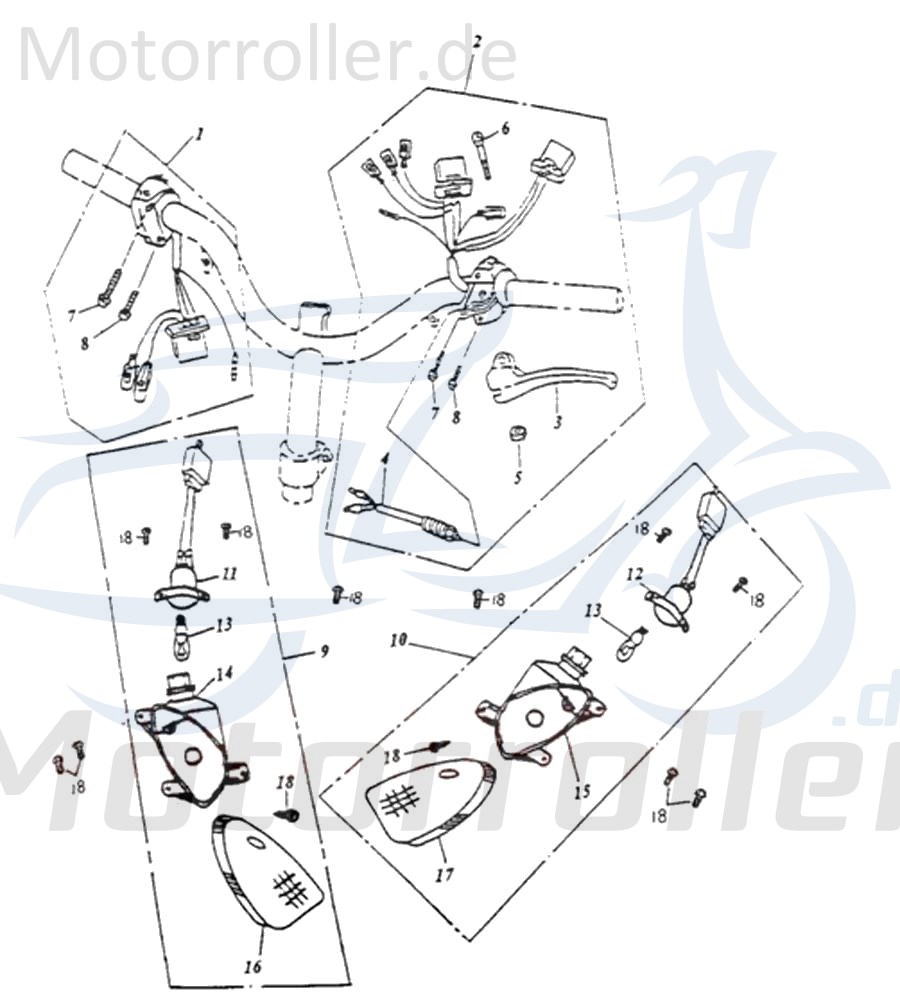 Adly AT 50 2 Lichtschalter links 50ccm 2Takt 35345-111-000 Motorroller.de Bremslicht mit Kabel Knopf Ausschalter Einschalter Scheinwerferschalter
