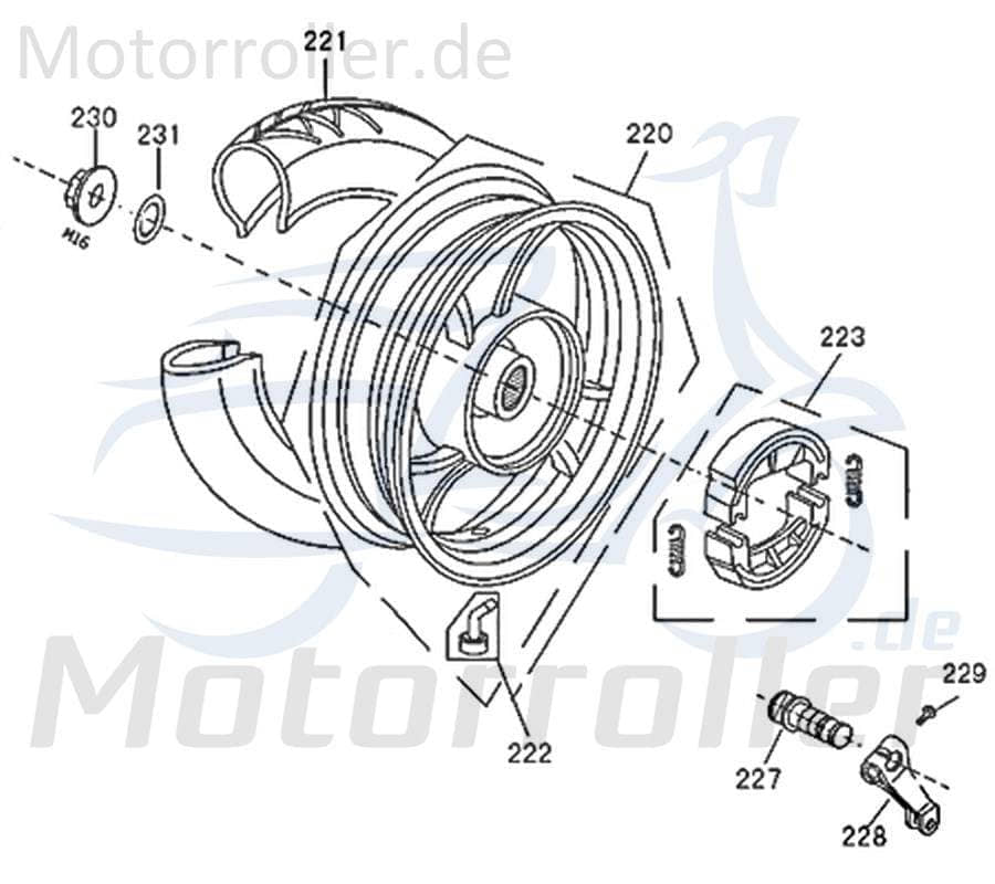 Bundmutter M16 Jonway Florett 2.0 50 City Scooter 741007 Motorroller.de Sechskantmutter Flanschmutter Sechskant-Mutter Flansch-Mutter Maschinenmutter