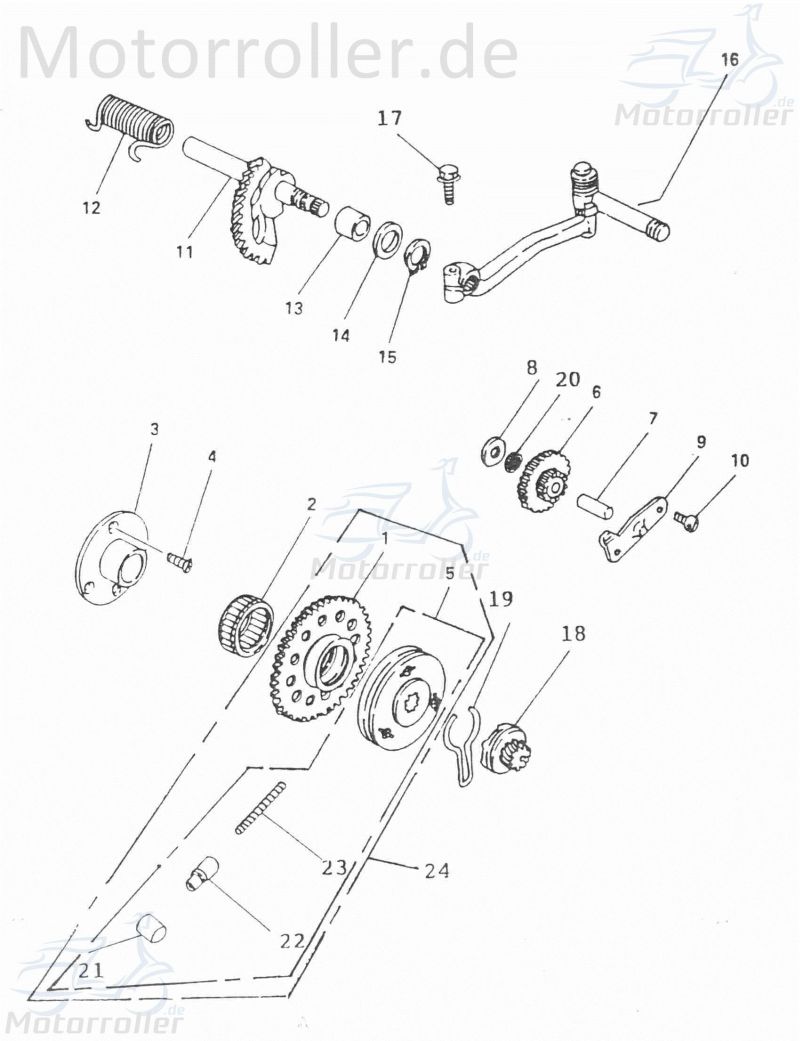 Adly Kickstarterfeder ATV 50 II Utility XXL AC 50ccm 2Takt Motorroller.de Rückholfeder Torsionsfeder Spannfeder Federklammer Haltefeder Rückzugfeder
