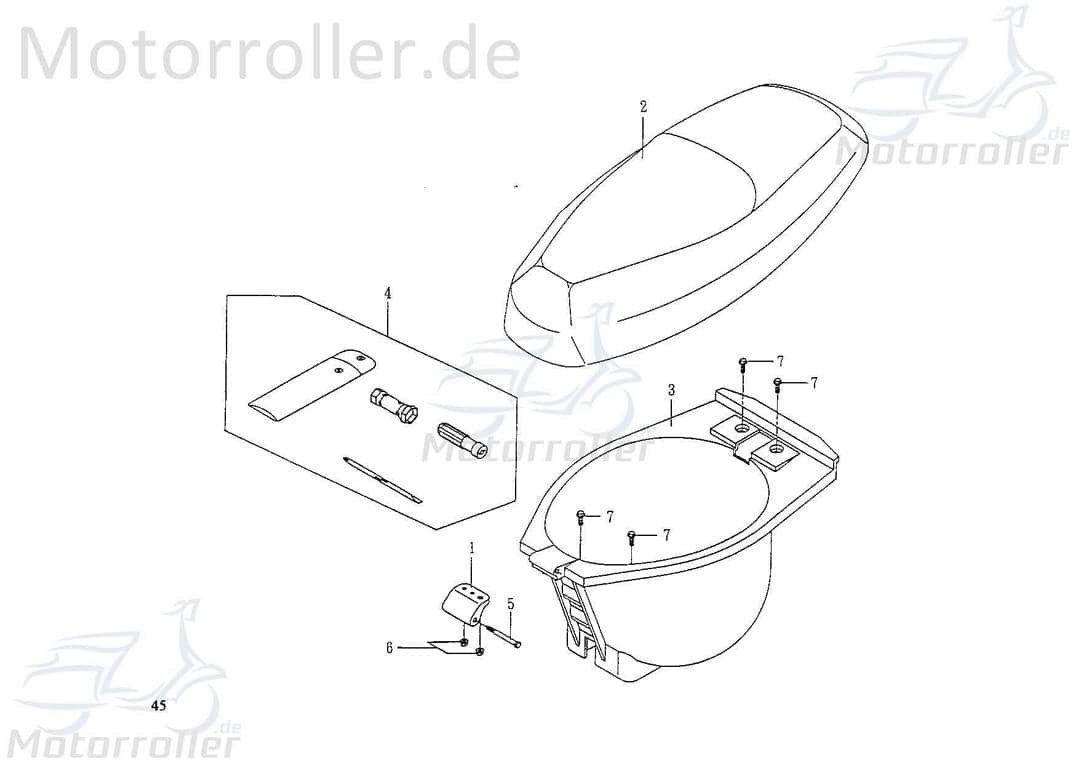 Kreidler Flory RC50 P-Modell Helmfach Staufach Gepäckfach 75042 Motorroller.de Sitzbankfach