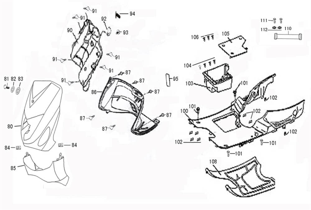 AGM GMX 460 Sport Gepäckhaken 50ccm 4Takt 83760-KY-9000 Motorroller.de Helmhalter Helm-Haken Helmhaken Gepäck-Haken Gepäck-Halter dunkel schwarz