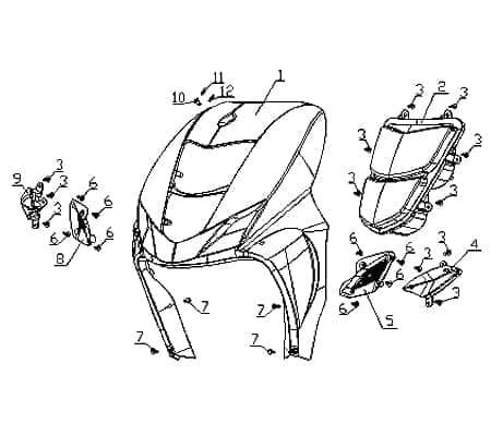 Zierblende links Frontverkleidung Motorroller 730323