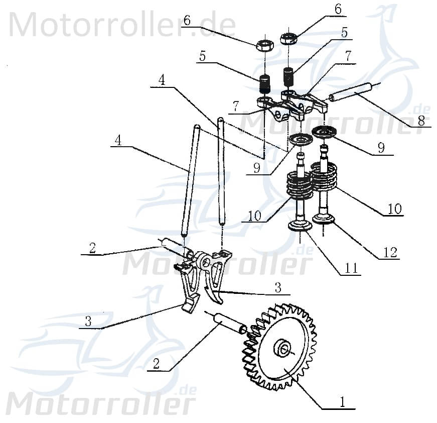 Kasea Kinderbuggy Nockenwelle 40ccm 4Takt 39-13926 Motorroller.de Kipphebelwelle Nocken-Welle Steuerwelle Qualitäts-Nockenwelle Standard-Nockenwelle