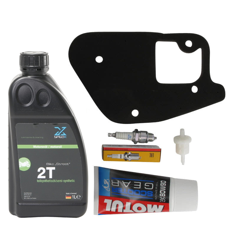 Inspektion Set 2Takt 50ccm ECM Eppella Hussar 50 Satz 8007163 Motorroller.de Wartung Service Kit Scooter Hussar 50 Euro 1 KolbenBolzen 10 mm Moped