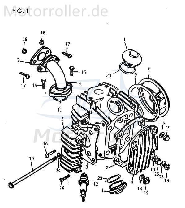 Jincheng JC 50 Monkey Repl. Ventildeckeldichtung 50ccm 2Takt 100004 Motorroller.de Dichtung-Ventildeckel Ventildeckel-Dichtung Dichtung-Zylinderkopf