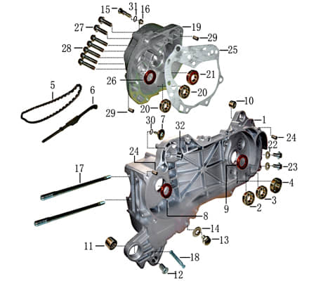 Motor kompl. 4Takt 50ccm 139QMB/QMA 12Zoll 33112-12-S