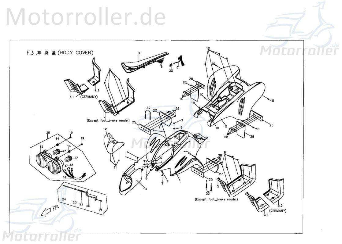 PGO X-RIDER 50 Heckverkleidung Quad 110ccm 2Takt X0625701690 Motorroller.de Seitenteil Seitenverkleidung Seitenabdeckung Heckabdeckung links ATV UTV