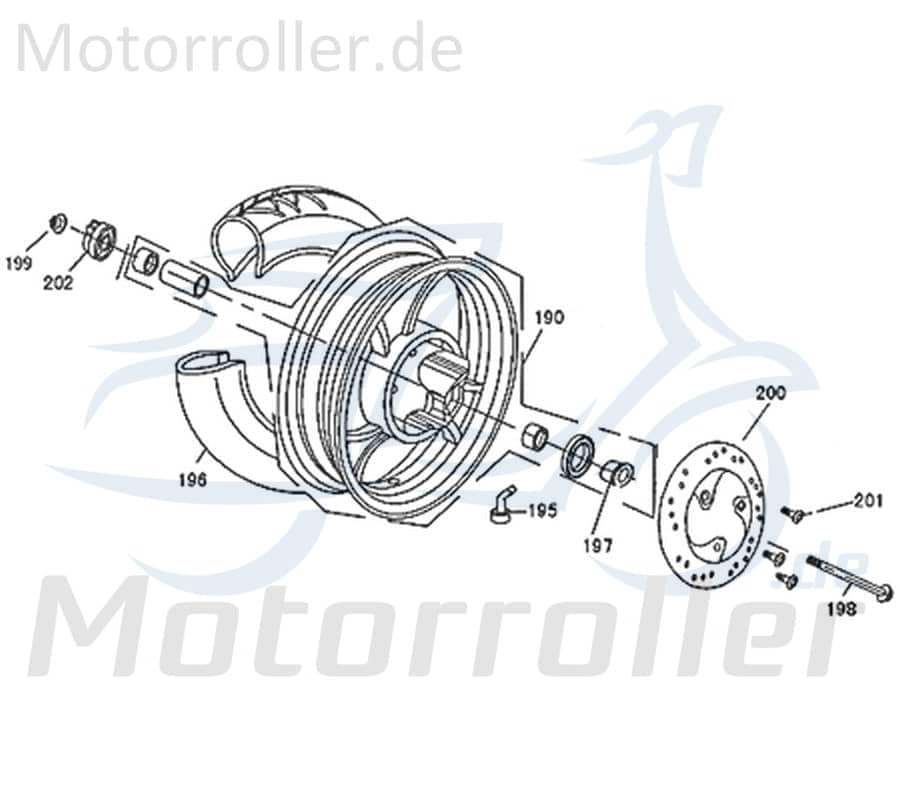 Distanzbuchse Vorderrad links Kreidler Distanzhülse 740933 Motorroller.de Distanzring Distanz-Hülse Passhülse Passbuchse 50ccm-2Takt Scooter