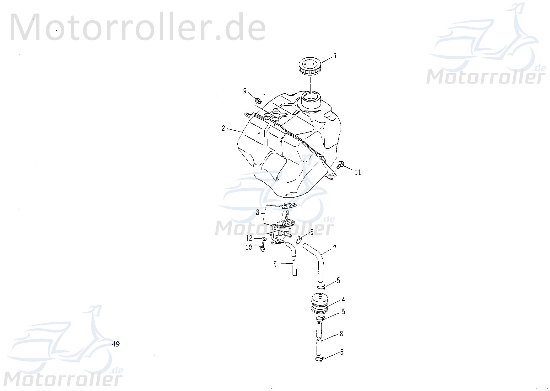 SMC Kontra T 50 Tankdeckel Roller 50ccm 2Takt 43102-YAF-00 Motorroller.de Schraubdeckel Tankverschluss Tank-Verschluss Schraub-Deckel Verschlussdeckel
