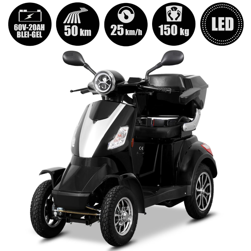 E-Quad Scoody E4 Shopper V2 25 km/h schwarz 1000 Watt Elektroroller Seniorenroller E-Scooter