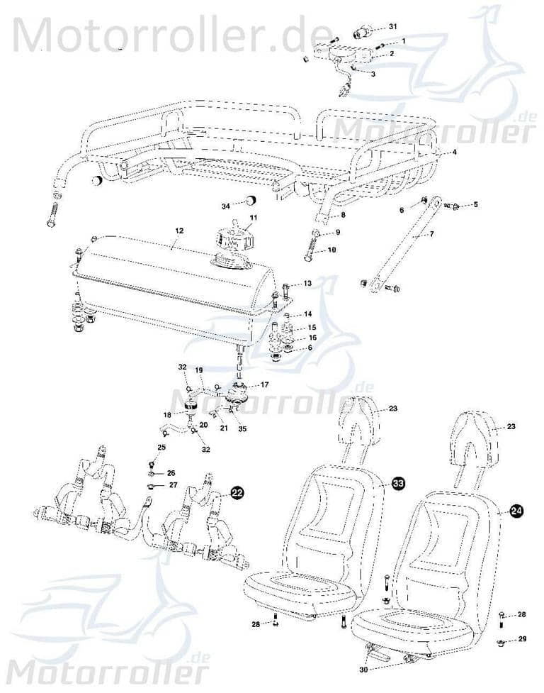 Bundschraube M5x20mm Tongjian Maschinenschraube 150ccm 4Takt Motorroller.de Flanschschraube Flansch-Schraube Maschinen-Schraube Bund-Schraube Buggy