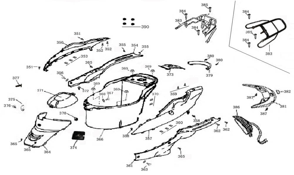 AGM GMX 460 Sport Heckspoiler 50ccm 4Takt 81207-KY2-9000-S Motorroller.de schwarz Scooter Ersatzteil Service Inpektion Direktimport