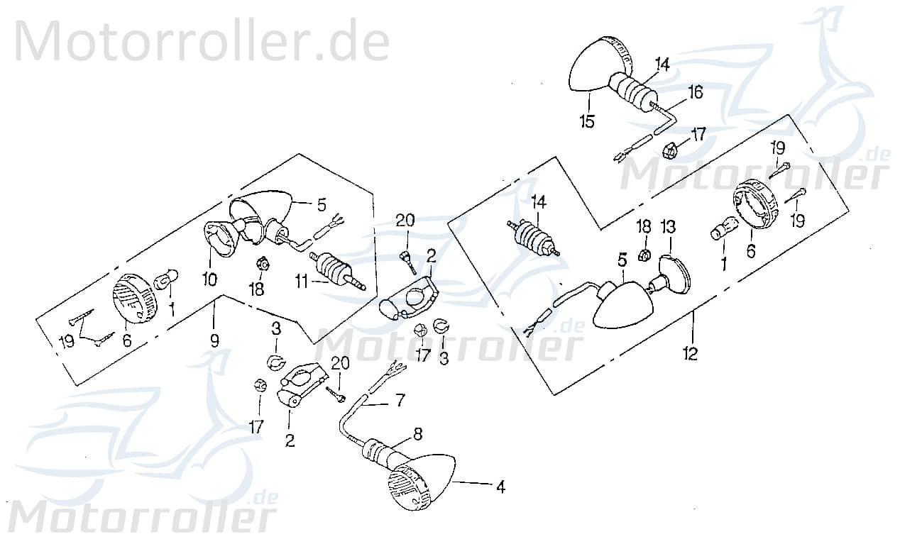 SMC Chopper 125 Blinker hinten rechts 125ccm 4Takt 55760-CHP-00 Motorroller.de Fahrtrichtungsanzeiger Blinkleuchte Blinklicht Scooter Ersatzteil