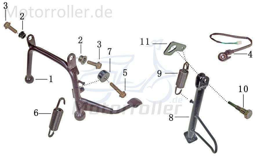 Achse Hauptständer D=10x80mm Welle Bolzen 501201-TAU-0000 Motorroller.de Minarelli liegend Mokick Ersatzteil Service Inpektion Direktimport