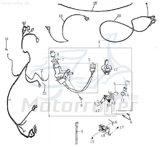 Schlosssatz neue Version AGM Fighter 50 One 50ccm 2Takt Motorroller.de Tankverschluss Tank-Verschluss Tank-Deckel Schloss-Set Zünd-Schloss 50ccm-2Takt