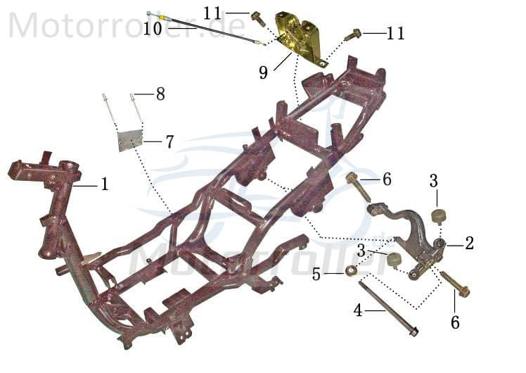 Bolzen Motorlager M10x1.25x45mm verzinkt AGM 50ccm 2Takt Motorroller.de 1E40QMB Scooter Fighter 50 One ECM Eppella Jet 50 3 Ersatzteil Service
