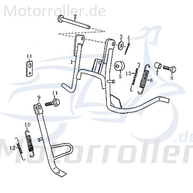 Kreidler Florett RMC-E 50 Befestigungsplatte Seitenständer 86733 Motorroller.de Halterung Haltebügel Halteblech Befestigung Standfuss Roller Scooter