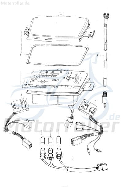 Eppella Eppelino 50 Lichtschalter 50ccm 2Takt QM50QW-B.-OOD.-6 Motorroller.de rechts Knopf Ausschalter Einschalter Scheinwerferschalter Licht-Schalter