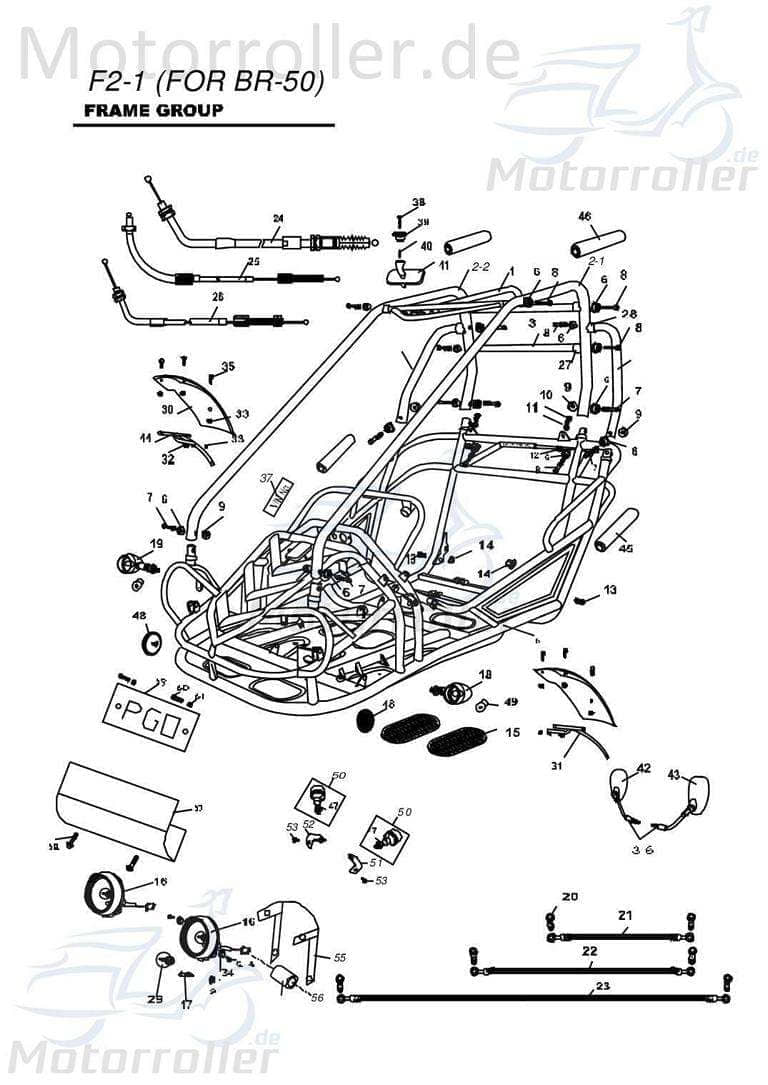 PGO Halter Schutzblech vorne rechts Bugrider 150 Befestigung B570G010000 Motorroller.de Halterung Haltebügel Halteblech Halte-Blech Halte-Bügel Buggy