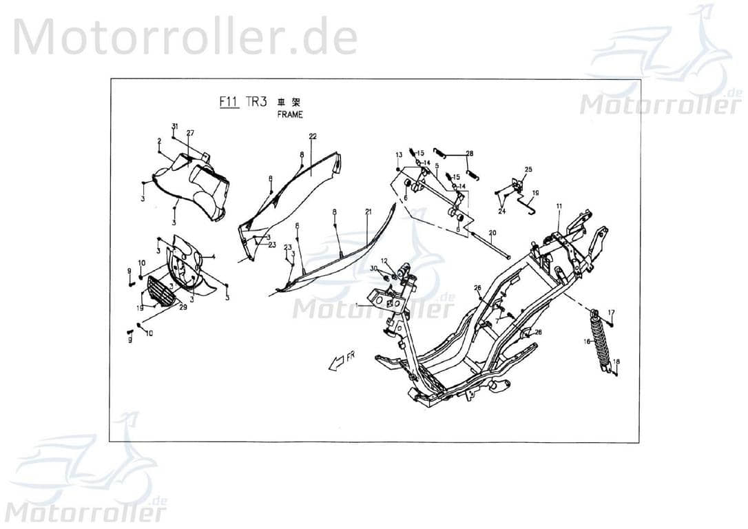 PGO TR3 50 Frontstufenabdeckung schwarz Untere Roller unten C1626020650 Motorroller.de Mokick Ersatzteil Service Inpektion Direktimport