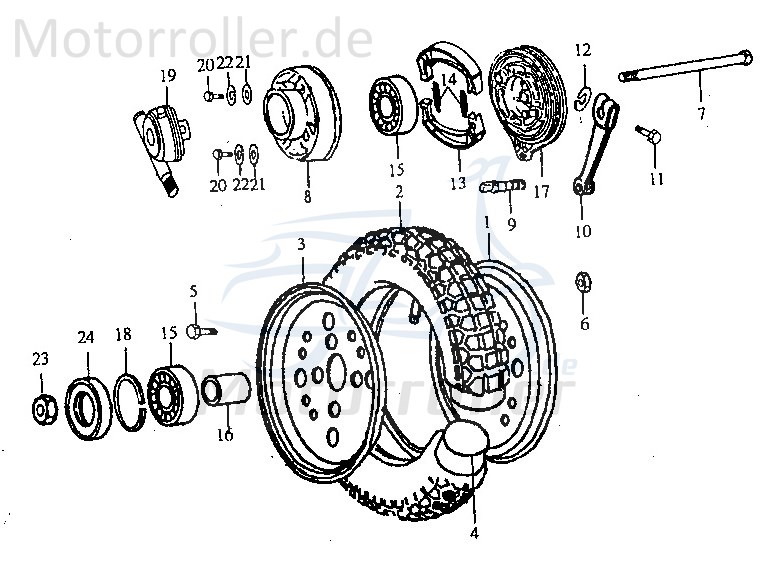 Jincheng JC 50 Monkey Repl. Felge 2.5x8 links 55302-A0300 Motorroller.de Stahlfelge Rad Radkranz Radfelge Scooter Ersatzteil Service
