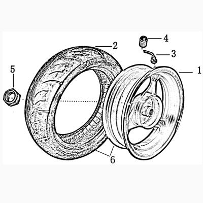 Hinterrad komplett 3.50-12 schwarz Reifen 120/70-12 706749