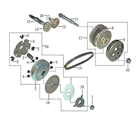 Kupplung Rex RS450 Wandler Fliehkraftkupplung 50ccm 4Takt 704100 Motorroller.de Fliehkraft-Kupplung 139QMB Kreidler Jigger Galactica Hiker 50 City